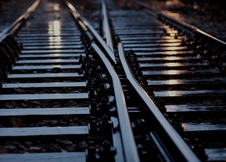 Two railway tracks intersecting 