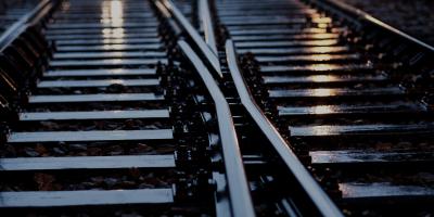 Two railway tracks intersecting 