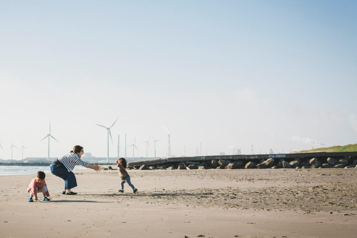 a family at the beach