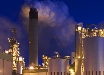Process Industry Recovery boiler at night