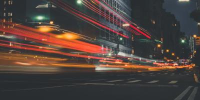 Cars in high speed at the evening in New York