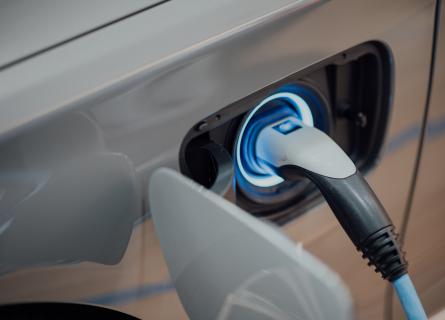 An electric car charging