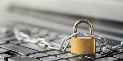 Padlock on computer keyboard. Network Security, data security and antivirus protection PC