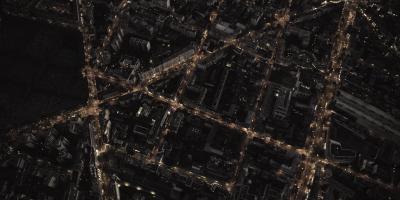 Lights in city at night
