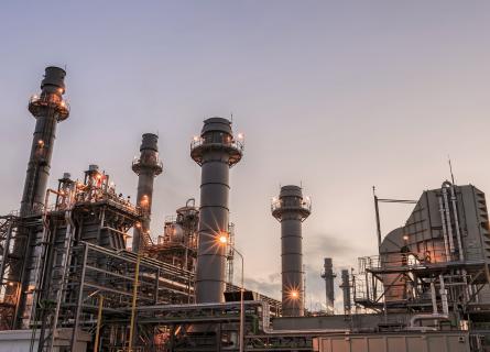 Thermal power plant at dusk