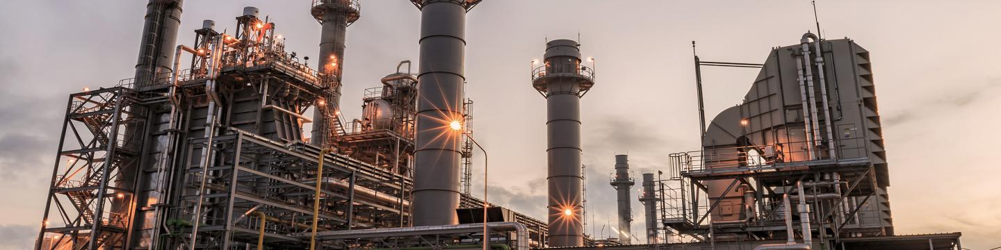 Thermal power plant at dusk