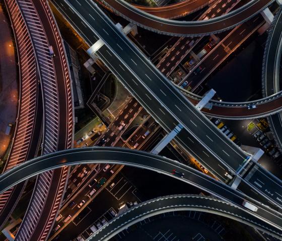 Birds eye view of roads
