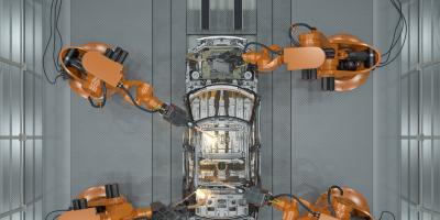 Machines building a car