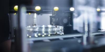 Close up of a 3D printer in action