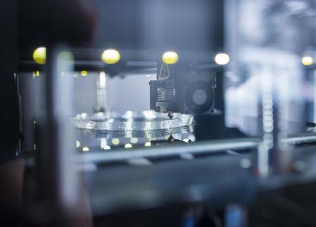Close up of a 3D printer in action