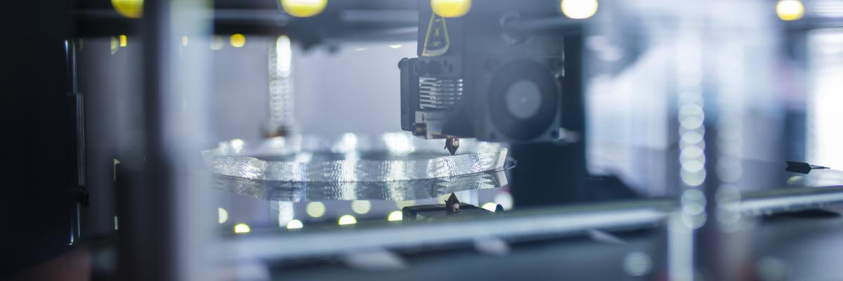 Close up of a 3D printer in action