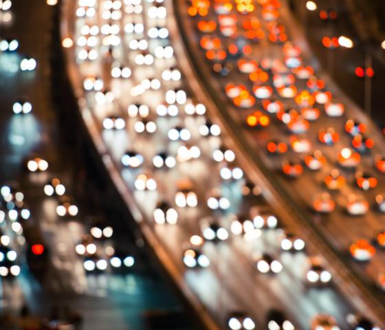 Busy highway at night