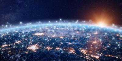 Earth from above with city lights