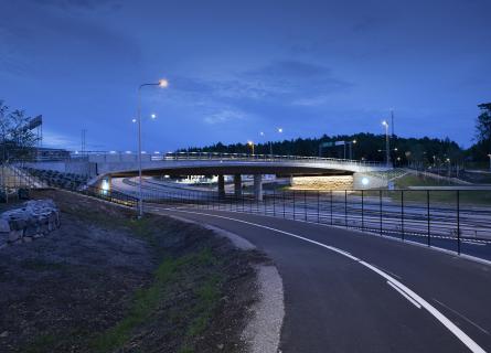 Road under a bridge