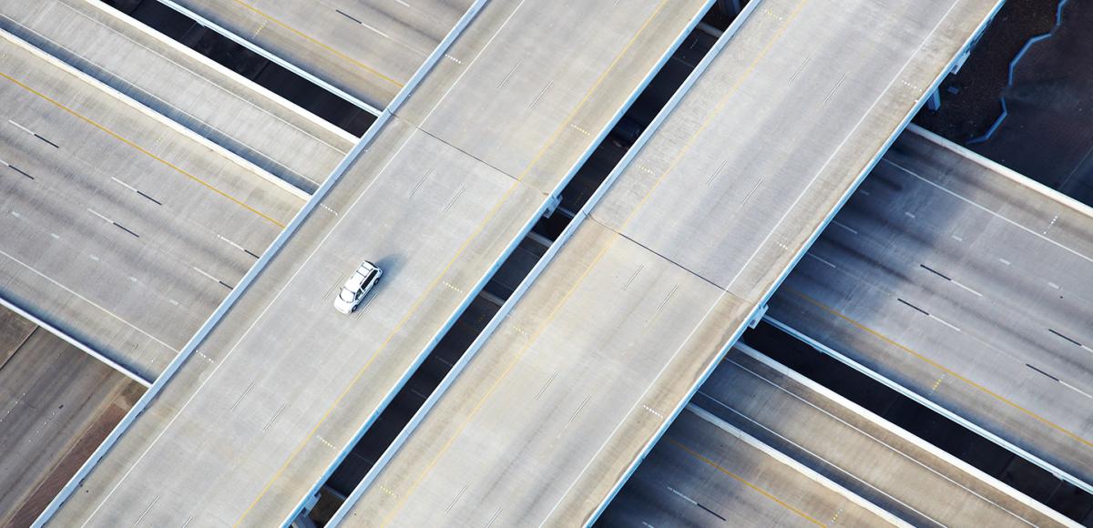 Four roads with one car