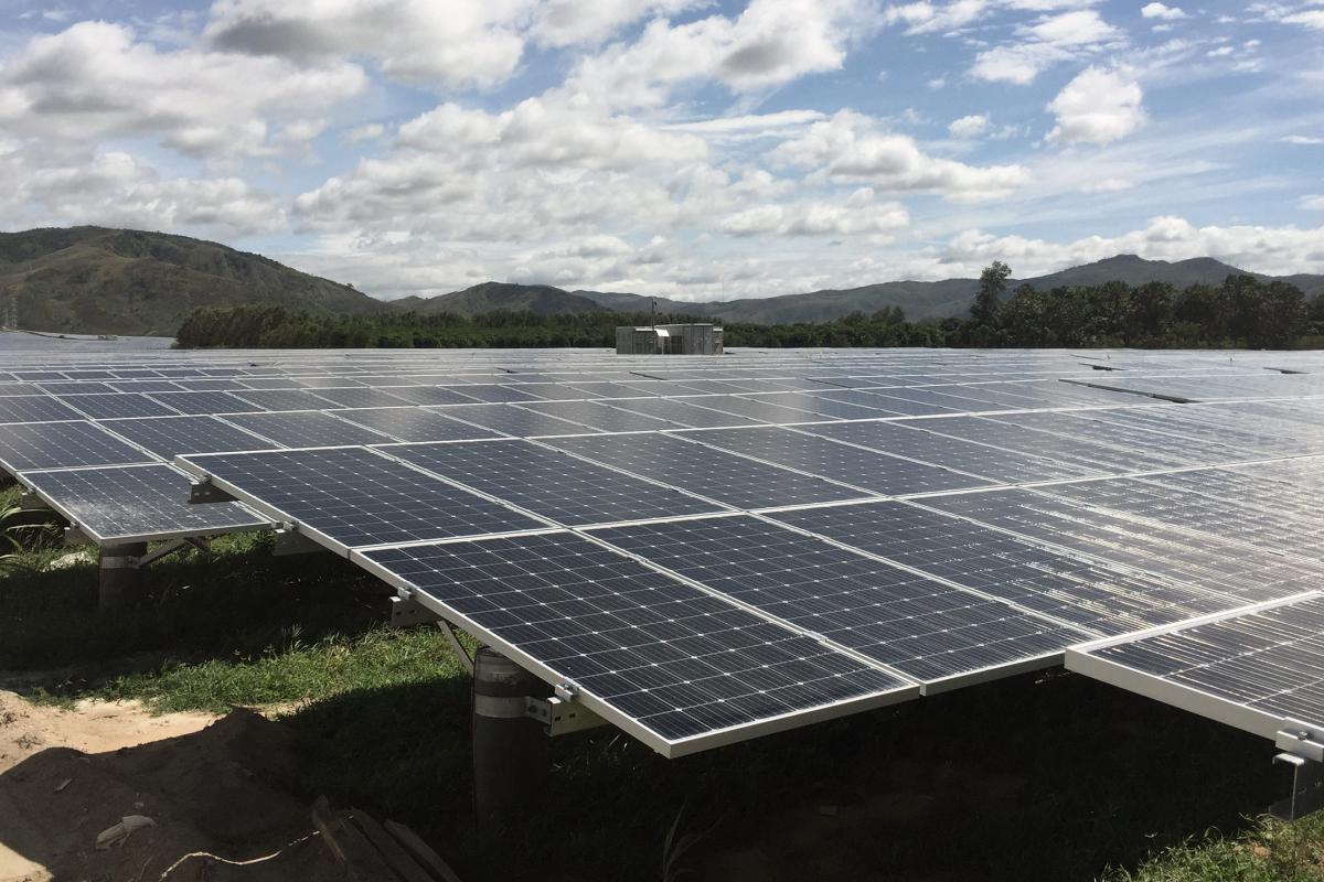 Ground level view of Hoa Hoi power solar panels