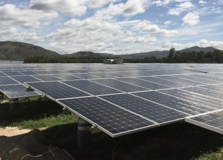 Ground level view of Hoa Hoi power solar panels