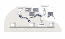 Visualisation project mage illustrated production line with robots