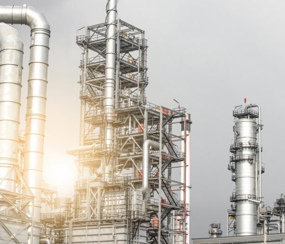 Industrial pipelines of an oil-refinery plant