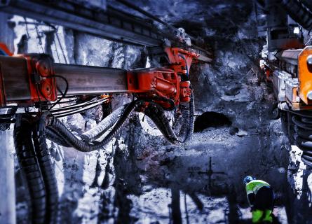 A rail tunnel being excavated using drill & blast method