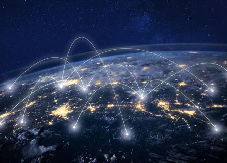 earth from outer space connected through digitalization