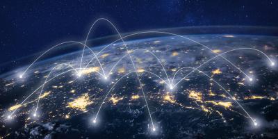 earth from outer space connected through digitalization