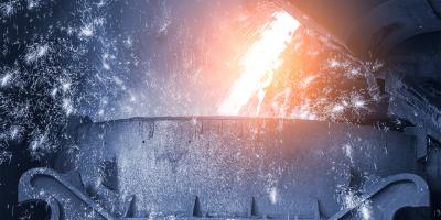 Liquid metal from blast furnace in the steel plant