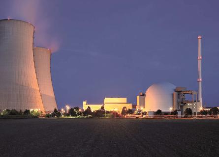 Nuclear power plant at twilight