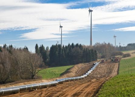 Pipeline next to wind farm