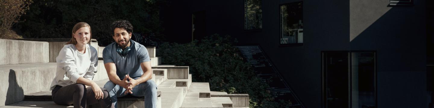 People sitting on stairs