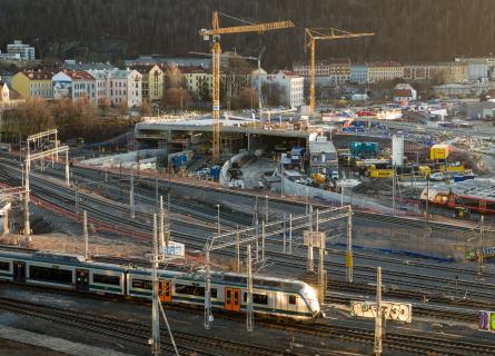 Utsikt mot Follobanens 600 m tunnel