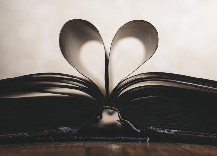 book middle pair of pages shaped as heart