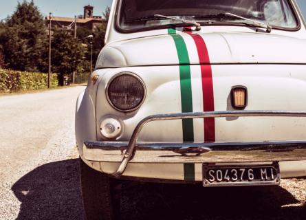 Fiat car with Italian flag colors