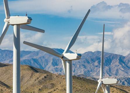 Wind Turbine Farm in the Desert of California
