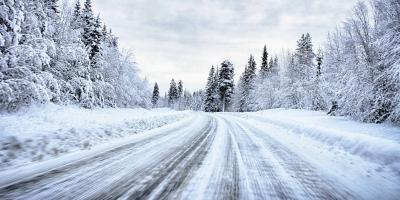 Snow covered forest road in Hemavan, Sweden