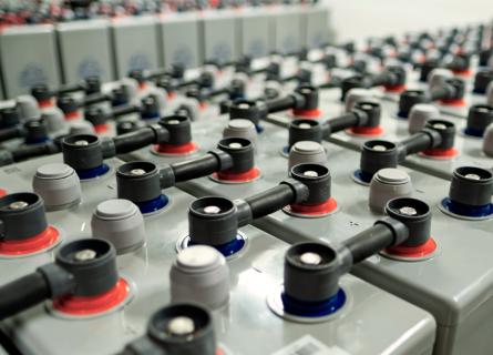 Large capacity batteries in a modern power plant building