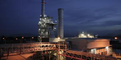 Thermal power plant at night