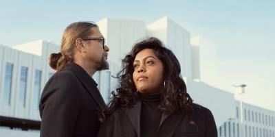 Man with glasses and woman 