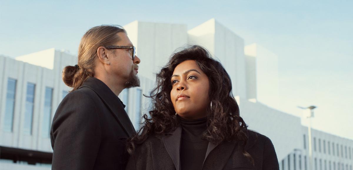 Man with glasses and woman