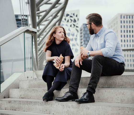 People sitting on stairs
