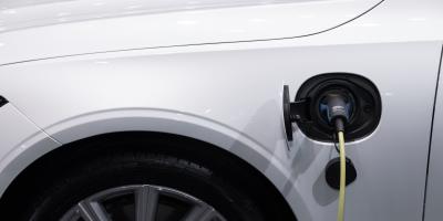 white electric vehicle charging